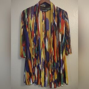 Creation Colorful Brushstroke Open Front Cardigan NWOT